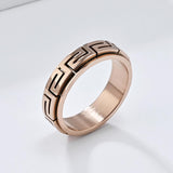 Minimalist Great Wall Pattern Stainless Steel Spinner Ring 03/Gthic.com