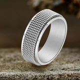 Minimalist Mesh Woven Stainless Steel Spinner Ring 01 | Gthic.com