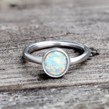 Minimalist Round Opal Stainless Steel Gemstone Ring | Gthic.com