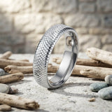 Minimalist Snake-Scale Stainless Steel Couple Ring