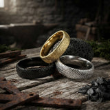 Minimalist Snake-Scale Stainless Steel Couple Ring