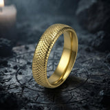 Minimalist Snake-Scale Stainless Steel Couple Ring