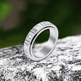 Minimalist Zircon Inlaid Stainless Steel Spinner Ring 03 | Gthic.com