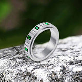 Minimalist Zircon Inlaid Stainless Steel Spinner Ring