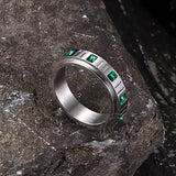 Minimalist Zircon Inlaid Stainless Steel Spinner Ring