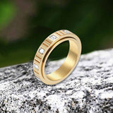 Minimalist Zircon Inlaid Stainless Steel Spinner Ring