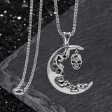Moon Evil Skull Copper Gothic Pendant