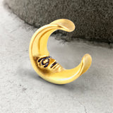 Moon Saddle Human Face Ear Gauges02 gold | Gthic.com