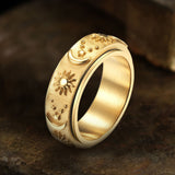 Moon Star Sun Sterling Silver Spinner Ring | Gthic.com