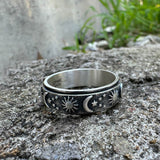 Moon Star Sun Sterling Silver Spinner Ring | Gthic.com