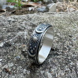 Moon Star Sun Sterling Silver Spinner Ring | Gthic.com