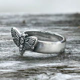 Moth Skull Stainless Steel Animal Ring | Gthic.com
