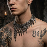Multi-Layered Studded Punk Stainless Steel Clavicle Necklace | Gthic.com