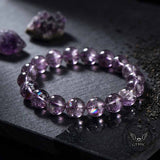 Natural Azeztulite Purple Crystal Beaded Bracelet | Gthic.com