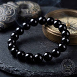 Natural Black Obsidian Crystal Beaded Bracelet | Gthic.com