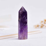 Natural Hexagonal Prism Purple Crystal Tower Figurine | Gthic.com
