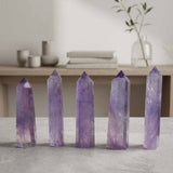 Natural Hexagonal Prism Purple Crystal Tower Figurine | Gthic.com