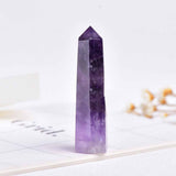 Natural Hexagonal Prism Purple Crystal Tower Figurine