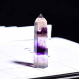 Natural Hexagonal Prism Purple Crystal Tower Figurine