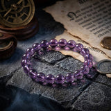Natural Light Purple Brazilian Crystal Bead Bracelet | Gthic.com