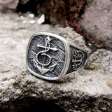 Navy Anchor Sterling Silver Marine Ring | Gthic.com