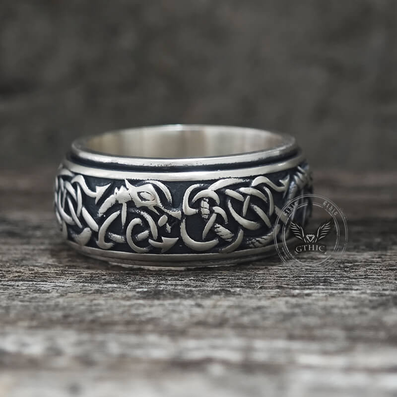 Nordic Dragon Sterling Silver Viking Spinner Ring – GTHIC