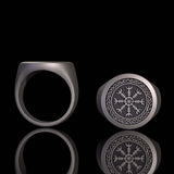 Nordic Helm of Awe Knotwork Sterling Silver Ring | Gthic.com