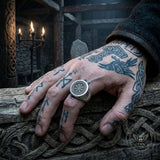 Nordic Helm of Awe Knotwork Sterling Silver Ring | Gthic.com