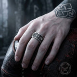Nordic Retro Wolf Head Totem Stainless Steel Ring | Gthic.com