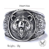 Nordic Roaring Bear Head Stainless Steel Rugged Ring