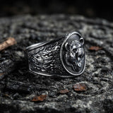 Nordic Roaring Bear Head Stainless Steel Rugged Ring