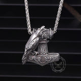 Nordic Thor's Hammer Raven Stainless Steel Pendant