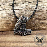 Nordic Thor's Hammer Raven Stainless Steel Pendant