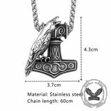 Nordic Thor's Hammer Raven Stainless Steel Pendant
