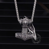 Nordic Thor's Hammer Raven Stainless Steel Pendant