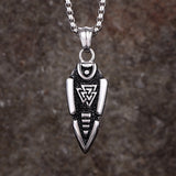 Nordic Valknut Spear of Odin Stainless Steel Necklace