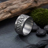 Nordic Viking Rune Stainless Steel Retro Band Ring | Gthic.com