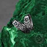 Nordic Wolf Head Stainless Steel Viking Hoop Earrings | Gthic.com