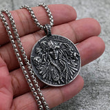 Norse Gods Twin Wolves Stainless Steel Viking Pendant