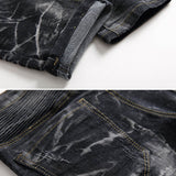 Pantaloni punk da uomo in cotone con stampa teschio patch