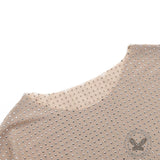 Nude See-Through Mesh Rhinestones Long Sleeve Top