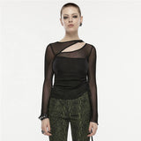 Camisa ajustada de malla con abertura oblicua