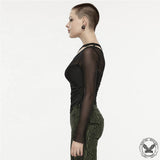 Camisa ajustada de malla con abertura oblicua