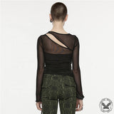 Camisa ajustada de malla con abertura oblicua