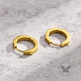 Octagon Viking Runes Stainless Steel Hoop Earrings