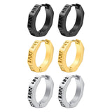 Octagon Viking Runes Stainless Steel Hoop Earrings | Gthic.com