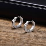 Octagon Viking Runes Stainless Steel Hoop Earrings | Gthic.com