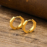 Octagon Viking Runes Stainless Steel Hoop Earrings | Gthic.com