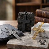 Octagonal Star Pattern Stainless Steel Cross Pendant | Gthic.com