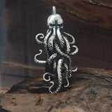 Octopus Skull Gothic Sterling Silver Pendant